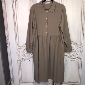 MissLook Cotton Blend Long Sleeve Front Button Bodice Babydoll Dress Size Small